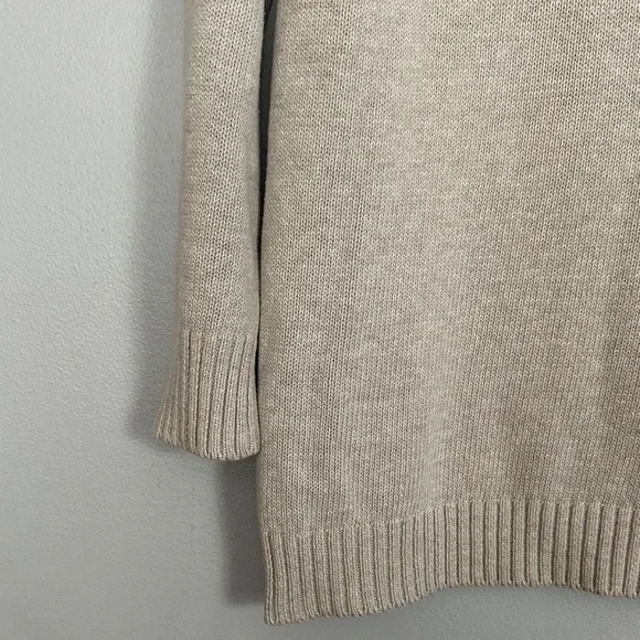 Brochu Walker women oatmeal crewneck knit pullover sweater with front left slit